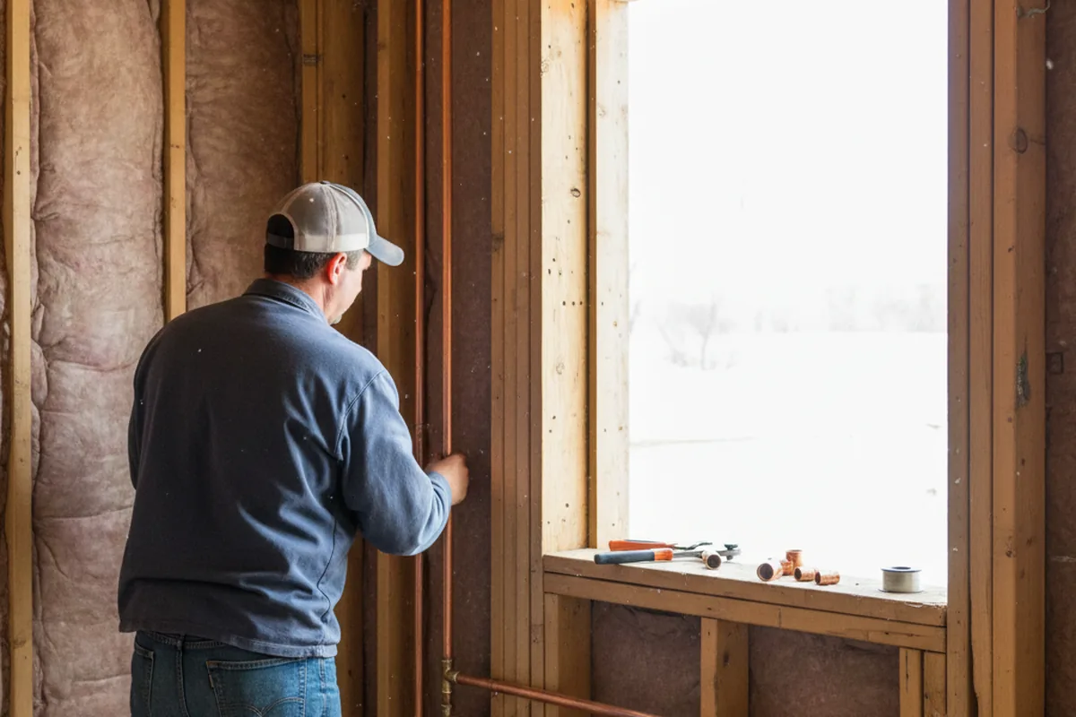 Licensed plumber running new copper supply lines in a Bean Station home