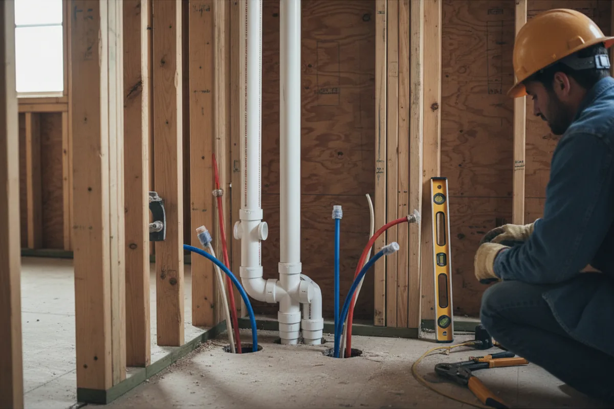 Drain and supply rough-in during Leak Detection in Bean Station