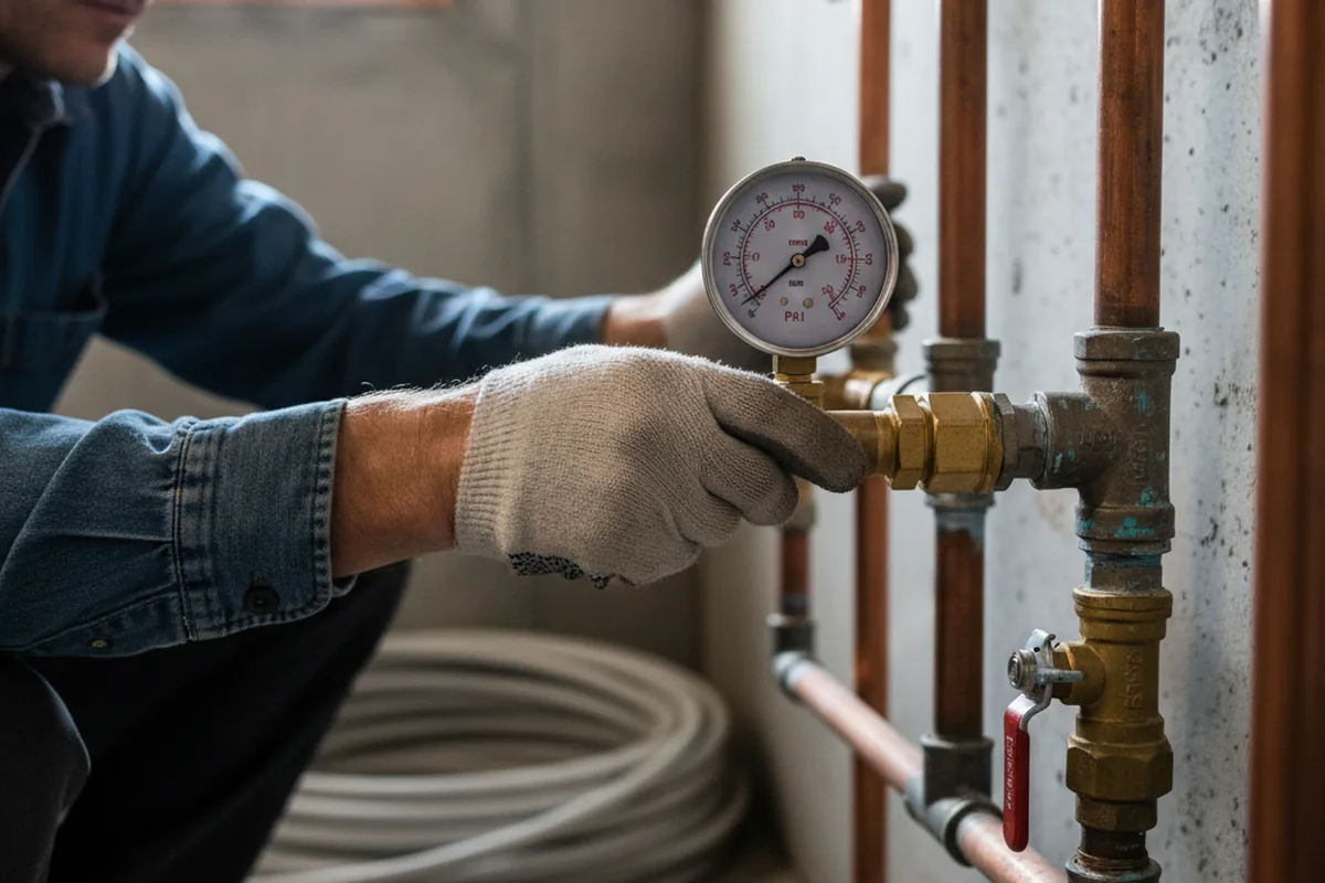 Pressure testing a repaired line during Water Line Repair in Bean Station